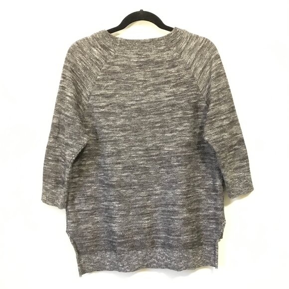 Lord & Taylor Salt and Pepper Cotton Blend Fringed Sweater - Large - Picture 4 of 16